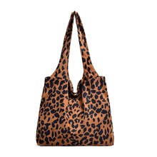 Moda veludo leopardo bolsa de lona para senhoras sacos de ombro tecido grande capacidade designer tote bolsa bolsos nb038 2024 - compre barato