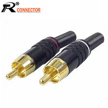 10pcs/lot Gold Plated RCA Male Connector Spring RCA Plug Audio Speaker Plug Jack Adapter Wire Connector Red Black Color 2024 - buy cheap