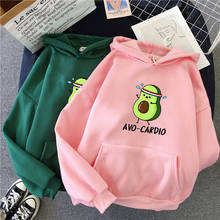 Winter Kpop Women Harajuku Kawaii O Neck Hoodies Green Avocado Print Hoodie Cute Pullover Sweatshirt Hoody Streetwear 2024 - buy cheap