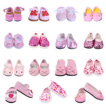 Zapatos de baile rosa para muñeca, zapatillas de lona aptas para muñeca americana de 18 pulgadas y 43cm, artículos de bebé Reborn, accesorios de ropa para muñecas, juguetes para niñas 2024 - compra barato