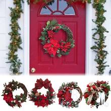 Рождественские венки на дверь, искусственная гирлянда на дверь, подвесные декоративные принадлежности для украшения рождественской вечеринки #4W 2024 - купить недорого