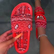 Bandana Slides Women Cool Graffiti Slippers Women Home Women's Summer Sandals Red Blue Black Tie Dye Footwear Wholesale 2024 - buy cheap