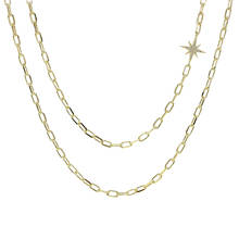 two layer double layer starburst charm choker paper clip open link chain necklace 2024 - buy cheap