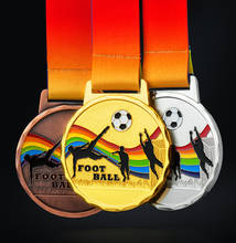 Wholesale 3 Style Customs Match Football Medal DIY Gold Plated Sports Soccer Medals Winner Badges Gift New Year for Footballer 2024 - buy cheap