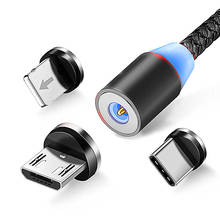 Магнитный кабель Micro USB Type-C для iPhone Samsung S7 S6 Xiaomi 4X Note4, кабель для быстрой зарядки 1 м, Магнитный зарядный кабель Type-C 2024 - купить недорого
