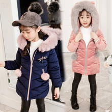 2020 new fashion children's jacket plus velvet cotton hooded kids winter jacket for girls Long coat Fur collar girls down jacket 2024 - buy cheap