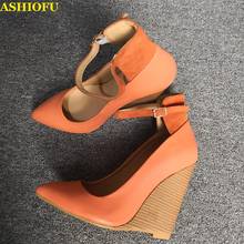 ASHIOFU Hot Sale Handmade Real Photos Ladies Wadge Heel Pumps Party Prom Dress Shoes Daily Wear Evening Fashion Court Shoes 2024 - buy cheap