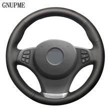 DIY Hand-stitched Black Artificial Leather Car Steering Wheel Cover for BMW X3 E83 2003-2010 E53 X5 2003-2006 2024 - buy cheap