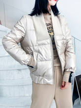 2021 jaqueta de inverno feminina parka enchimento de algodão brilhante jaquetas tamanho grande quente grosso parka solta casaco de inverno feminino 2024 - compre barato