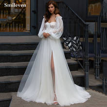 Smileven Boho Wedding Dress Removable Puff Sleeve Sweetheart Neck Robe De Mariee Lace Sexy Side Split Bridal Wedding Gowns 2024 - buy cheap