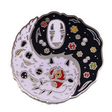 Ghibli Hard Enamel Pin Princess Mononoke & No face Yin Yang Badge Collection 2024 - buy cheap