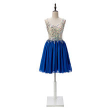 Sexy Illusion V Neck Homecoming Dresses Short Chiffon Graduation Dress Crystal Mini Prom Party Gowns vestido de fiesta 2024 - buy cheap