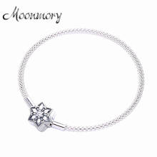 Moonmory Europe Popular Jewelry 925 Sterling Silver Snowflake Pentagram Star Bracelet For Women Silver Mesh Bracelet DIY Beads 2024 - buy cheap