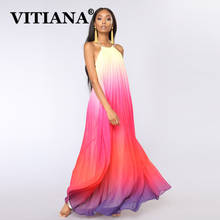 VITIANA Women Sexy Beach Long Dress Summer 2019 Female Sleeveless Backless Colorful Halter Maxi Dresses Ladies Beach Vestidos 2024 - buy cheap