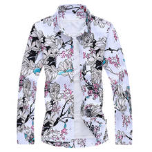 Men'S Long Sleeve 2022 New Fashion Print Floral Spring Autumn Casual Shirts Clothes 2024 - buy cheap