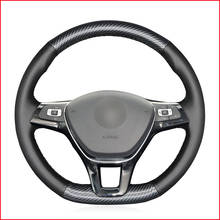 Black PU Carbon Fiber Steering Wheel Cover for Volkswagen VW Golf 7 Mk7 New Polo Jetta Passat B8 Tiguan Sharan 2024 - buy cheap