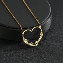 Personalized Customized Heart Name Stainless Steel Necklace Box Chain 2 Nameplate Necklace  Women Girls Birthday Pendants Gifts 2024 - buy cheap