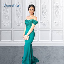 Sparkle Turquoise Sequin Mermaid Prom Dresses 2022 for Girls Off The Shoulder Pleated Formal Evening Dresses for Wedding Party 2024 - buy cheap