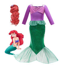 Halloween Little Mermaid Princess Arieling Cosplay Costumes for kids Baby Girl Mermaid Tails Birthday Party Holiday Costume wig 2024 - buy cheap