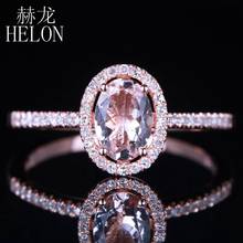 HELON-anillo de compromiso con diamantes de morganita para mujer, sortija de compromiso con piedra preciosa ovalada de oro rosa de 10 quilates, 5x7mm, joya fina a la moda 2024 - compra barato