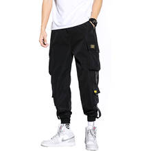 Men's Ribbons Pockets Cargo Harem Pants 2022 Hip Hop Casual Male Tatical Joggers Trousers Fashion Casual Streetwear Pants 2024 - buy cheap