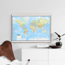 Canvas World Map Spanish Personalized Picture A2 City Map of The World Home Decoration Wall Stickers for School Office Supplies