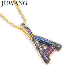 JUWANG Vintage A-Z Letter Pendant Chokers Necklaces Fashion Jewelry Rainbow Cubic Zirconia Micro Pave Necklaces For Women Men 2024 - buy cheap