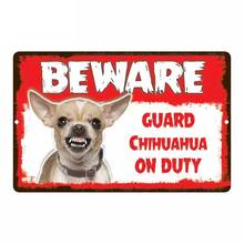 Cartoons Car Sticker Beware Guard Chihuahua Dog Accessories Car Styling Vinyl Motorcycl Decals Cover Scratches PVC 13cm X 9cm 2024 - buy cheap