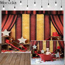 Mocsicka circo estrelas fotografia fundo cortina vermelha pano de fundo criança aniversário retrato fotos festa adereços decorativos estúdio 2024 - compre barato