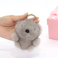 Keychain Woman Bag Hang Pendant Real Mink Fur Key-Ring Car Charm Mini Toy Pendant 2024 - buy cheap
