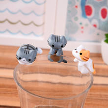 Figuras de acción de Anime Kawaii para niños, muñecos de gato naranja, adornos de decoración de taza de pastel, colección de regalo, PVC, 6 unids/set por Set 2024 - compra barato