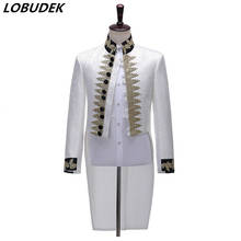 Swallowtail Costume White Stand Collar Embroidery Tailcoats Men Magician Performance Suit Jacket Singer Chorus Host Stage Blazer 2024 - buy cheap