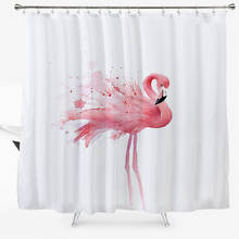 Занавеска для душа из полиэстера, водонепроницаемая ткань с рисунком фламинго, занавеска для ванной комнаты с 12 крючками или ковриком 40-60 см 2024 - купить недорого