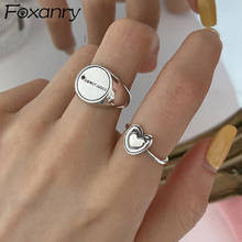 Foxanry 925 Stamp LOVE Heart Rings for Women Couple Creative Simple Round Geometric English Letter Jewelry Party Gifts 2024 - buy cheap