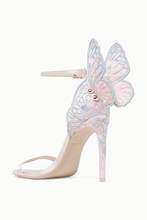 Sandalias de mariposa de cuero para mujer, zapatos de tacón alto con bordado metálico, con hebilla en la punta abierta, finos 2024 - compra barato