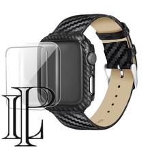 Carbon fiber Case+Strap For Apple watch band 44mm 40mm iWatch band 42mm/38mm watchband Bracelet Apple watch band 4 3 5 se 6 2024 - buy cheap