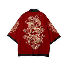 Moda chinês dragão impresso quimono feminino cardigan yukata kimono streetwear homem tradicional asiático roupas tamanho S-6XL 2024 - compre barato