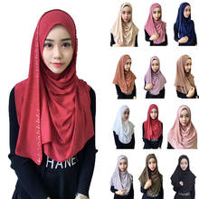 Lenço hijab muçulmano, lenço da moda, lenço instantâneo, com capuz, xale, para mulheres, árabe islâmico, turbante do marrocos 2024 - compre barato