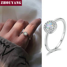 ZHOUYANG Ring For Women 4mm Small OPAL STONE Simple Style Silver Color Finger Ring Fashion Jewelry Gift For Girls ZYR848 2024 - buy cheap