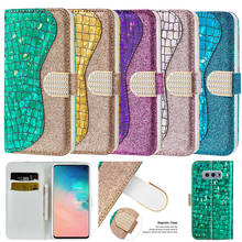 Wallet Etui Cases For Samsung Galaxy S10E Luxury Bling Glitter Leather Phone Cover for Samsung S10 5G S9 S8 Plus S7 Edge Coque 2024 - buy cheap