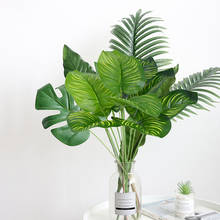 Листья тропической пальмы, зеленые искусственные шелковые листья монстеры, искусственные растения для дома, гостиной, Декор, Гавайские принадлежности для свадебной вечеринки 2024 - купить недорого