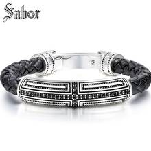 European Style Fashion Bracelet Cross Folding Clasp Black Leather Bracelet Free Shipping silver color 2024 - buy cheap