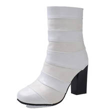 Tamanho grande 12 13 14 15 16 botas femininas botas de tornozelo para senhoras sapatos mulher inverno feitiço cor grosso com 2024 - compre barato
