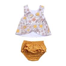 0-24M Cute Newborn Baby Girl Clothing Sleeveless Corss Floral Top Tutu Skirted Bloomers Short 2PCS Outfit Clothing Set 2024 - buy cheap