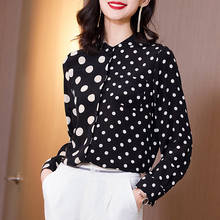 Silk Blouse Real 100% Silk Shirt Women Spring Summer Mulberry  Silk T-shirt Polka Dot Silk Shirt Ladies  Fashion 2024 - buy cheap