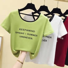 gkfnmt Letter Print T Shirt Women Tshirt Female Cotton 2020 Summer Tops T-Shirt Woman Korean Fashion Tee Shirt Femme Clothing 2024 - buy cheap