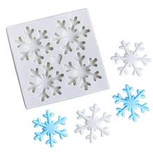 Molde de fondant de natal diy, forma de flocos de nece, grau alimentar, de cozimento, de silicone, ferramentas de cozinha, 1 peça 2024 - compre barato