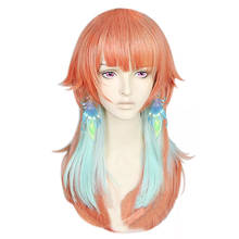 VTuber Takanashi Kiara Wig Hololive EN Cosplay Kusotori Girls Orange Mixed Mint Green Long Straight Synthetic Hair+ Wig Cap 2024 - buy cheap