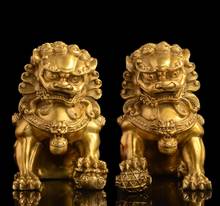 1 par chinês estátua do cachorro fengshui leão foo fu cobre alto 11cm 2024 - compre barato