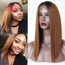 Lovestory Short Synthetic Lace Front Wigs Ombre Color Heat Resistant Synthetic Hair Wig With Comps&straps 2024 - buy cheap